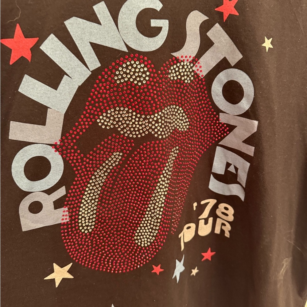 T-Shirt  Music  Glam Rock Rolling Stones Black Graphic Rhinestone. Glam and Edgy - Picture 8 of 16